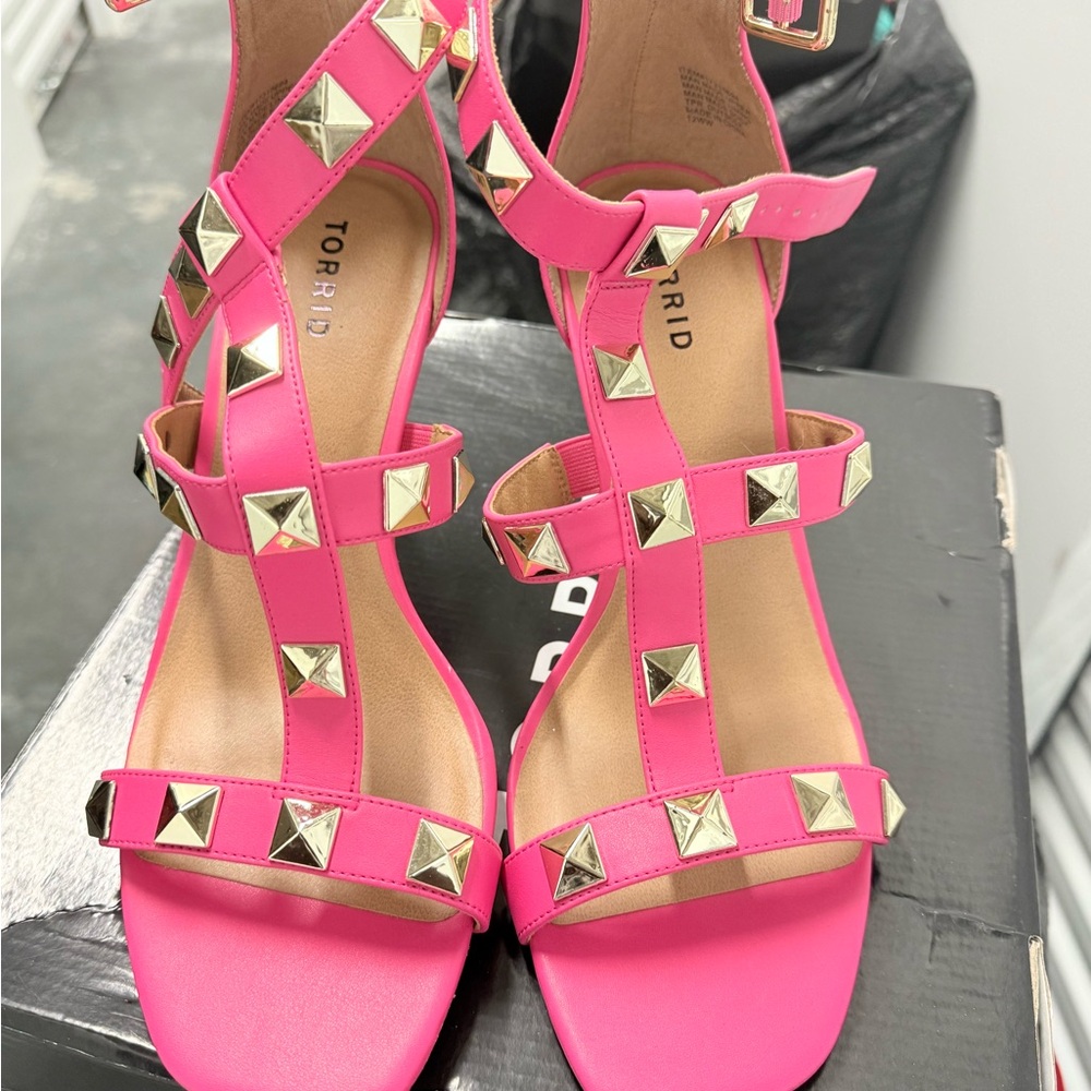 Torrid Hot Pink Studded Sandals